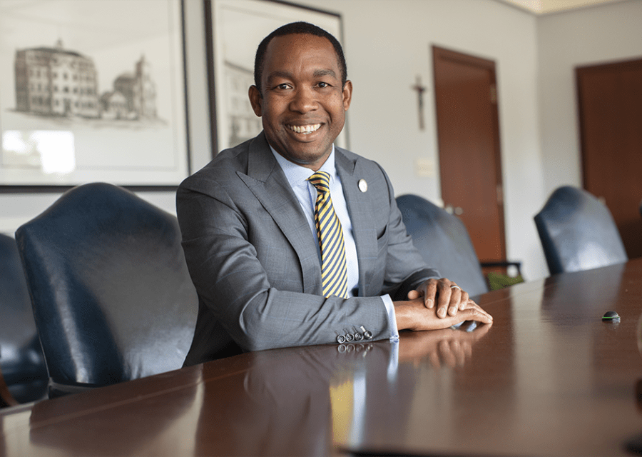 canisius president steve stoute in his office 