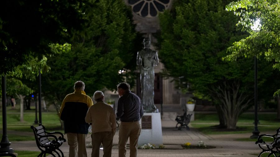 Walking in the Quad at night
