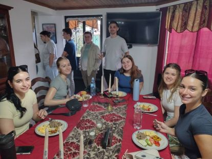 Students at dinner table